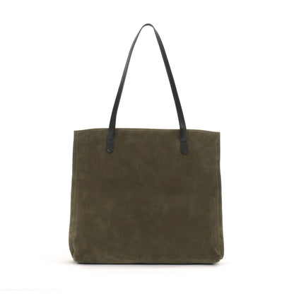 VERTICAL ZIP TOTE OLIVE SUEDE