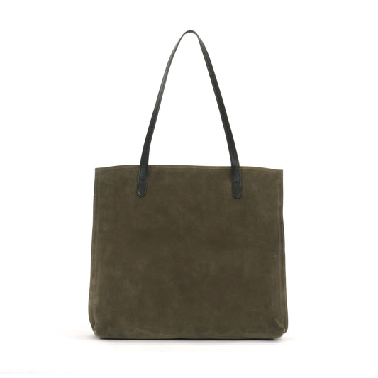VERTICAL ZIP TOTE OLIVE SUEDE