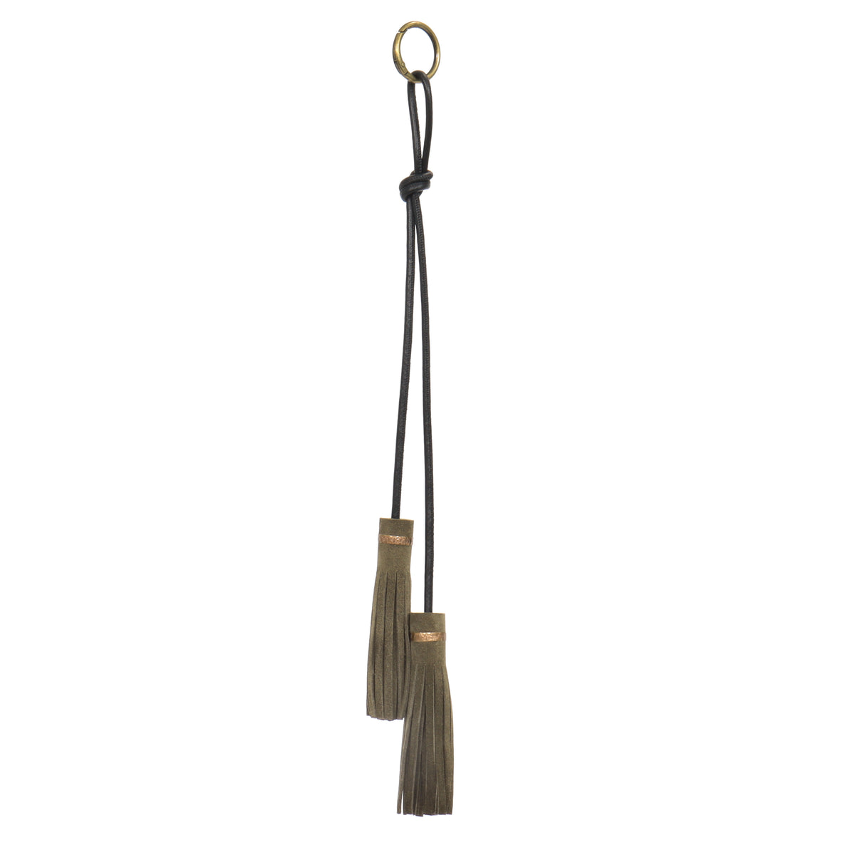 OLIVE SUEDE TASSEL BAG CHARM