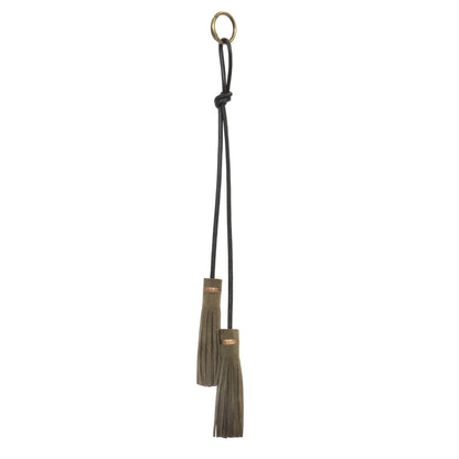 OLIVE SUEDE TASSEL BAG CHARM