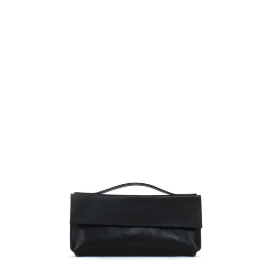 TOP HANDLE CLUTCH BLACK ITALIAN LAMB