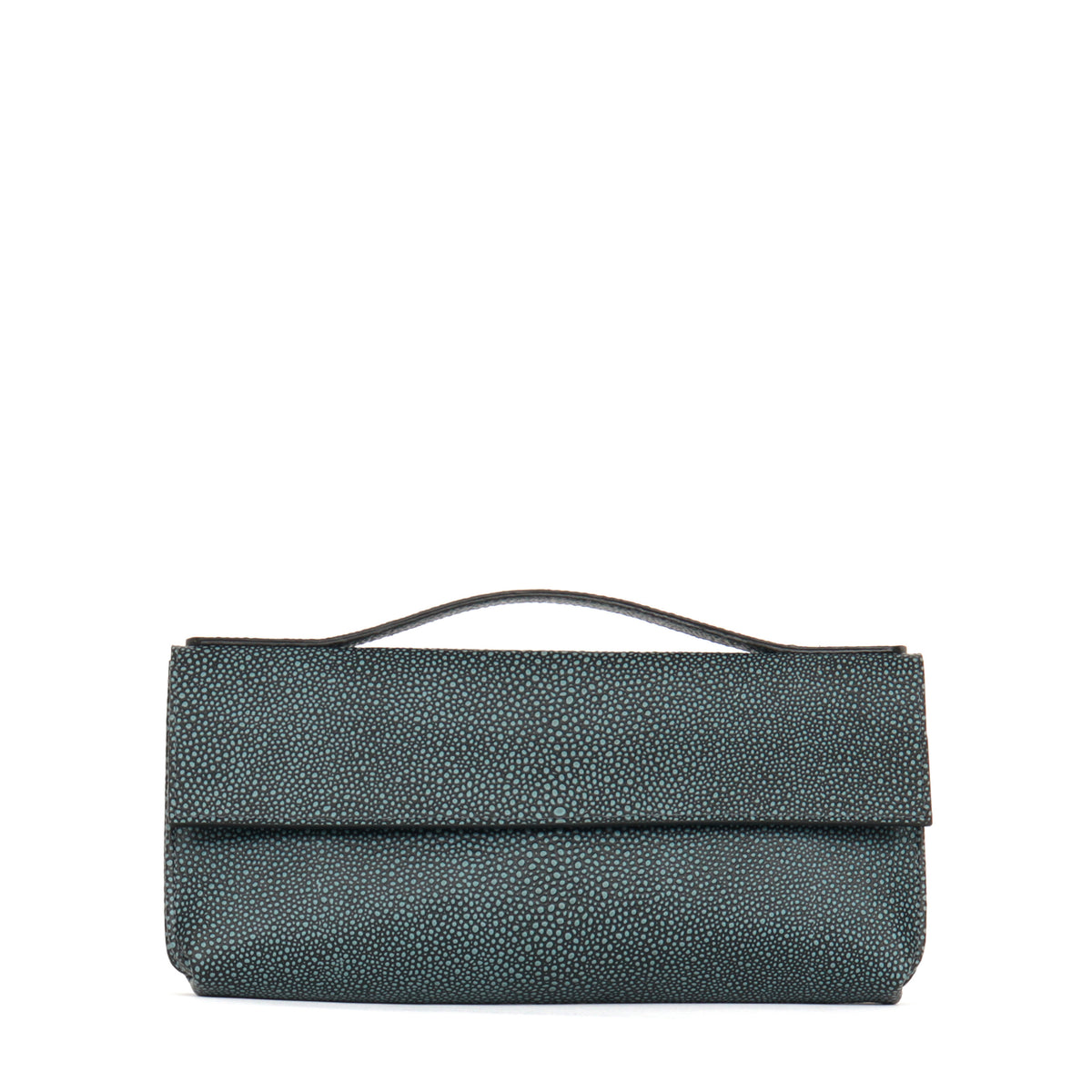 TOP HANDLE CLUTCH DENIM SHAGREEN