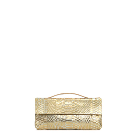 TOP HANDLE CLUTCH GOLD PYTHON