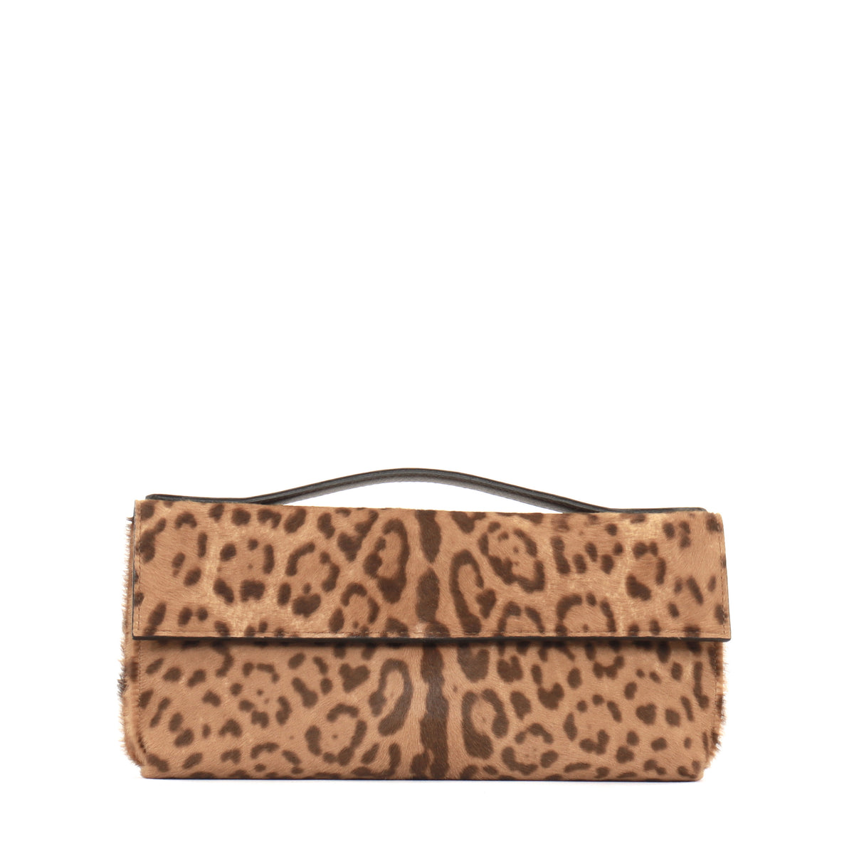 TOP HANDLE CLUTCH LEOPARD HAIR ON CALF