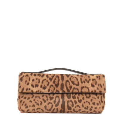 TOP HANDLE CLUTCH LEOPARD HAIR ON CALF