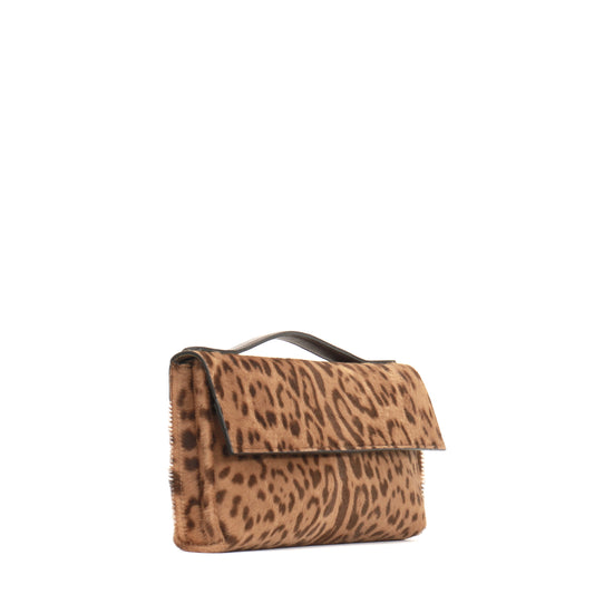 TOP HANDLE CLUTCH LEOPARD HAIR ON CALF