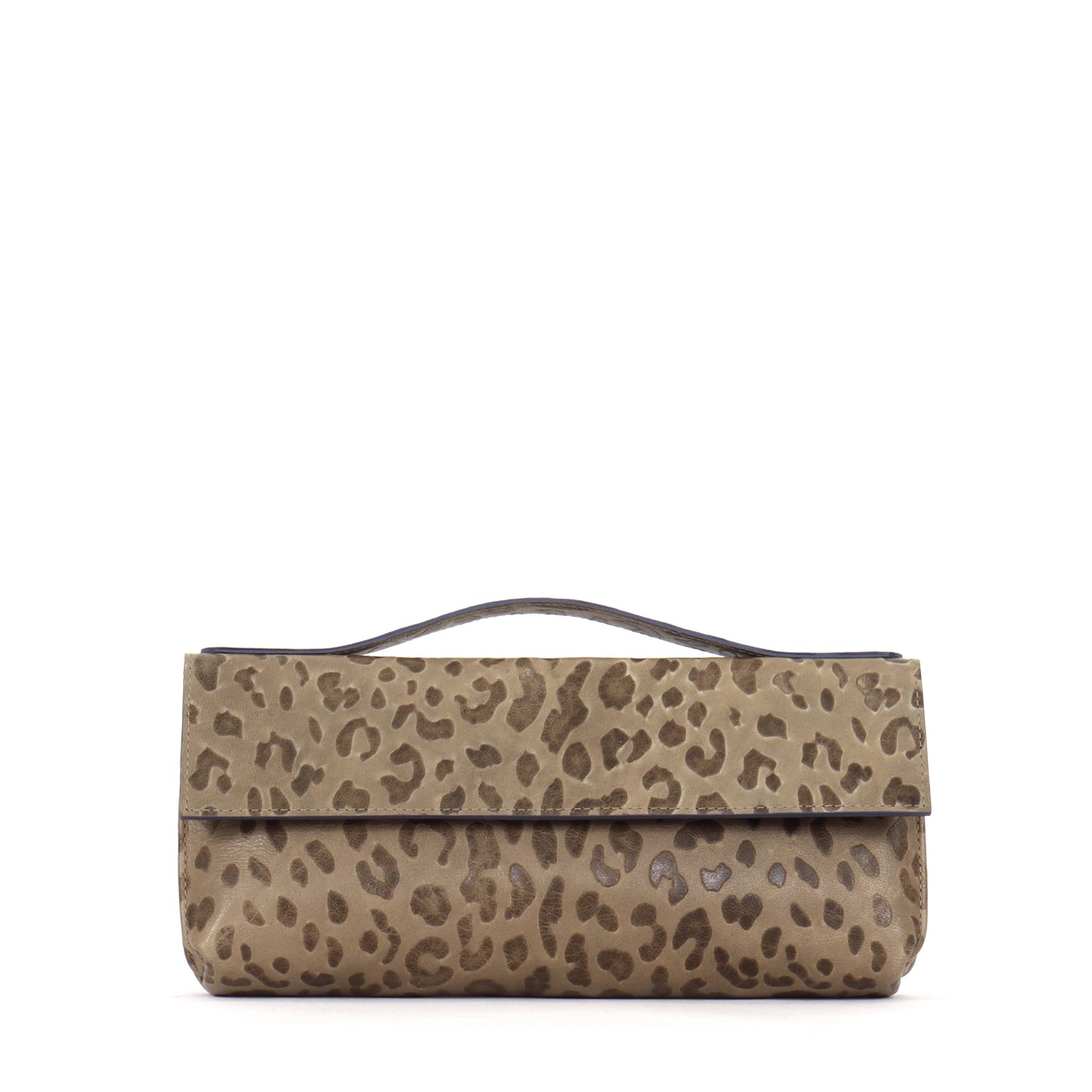 TOP HANDLE CLUTCH MUSHROOM EMBOSSED LEOPARD