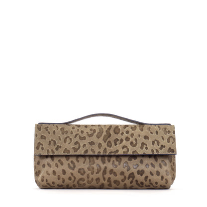 TOP HANDLE CLUTCH MUSHROOM EMBOSSED LEOPARD