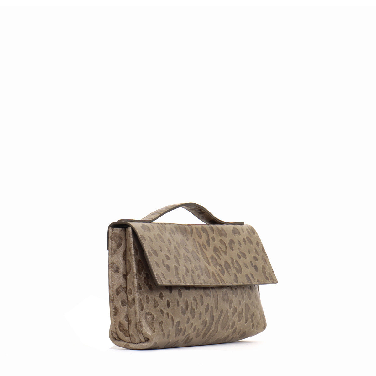 TOP HANDLE CLUTCH MUSHROOM EMBOSSED LEOPARD