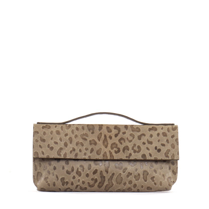 TOP HANDLE CLUTCH MUSHROOM EMBOSSED LEOPARD