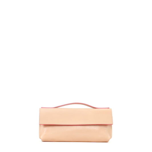 TOP HANDLE CLUTCH NUDE ITALIAN LAMB