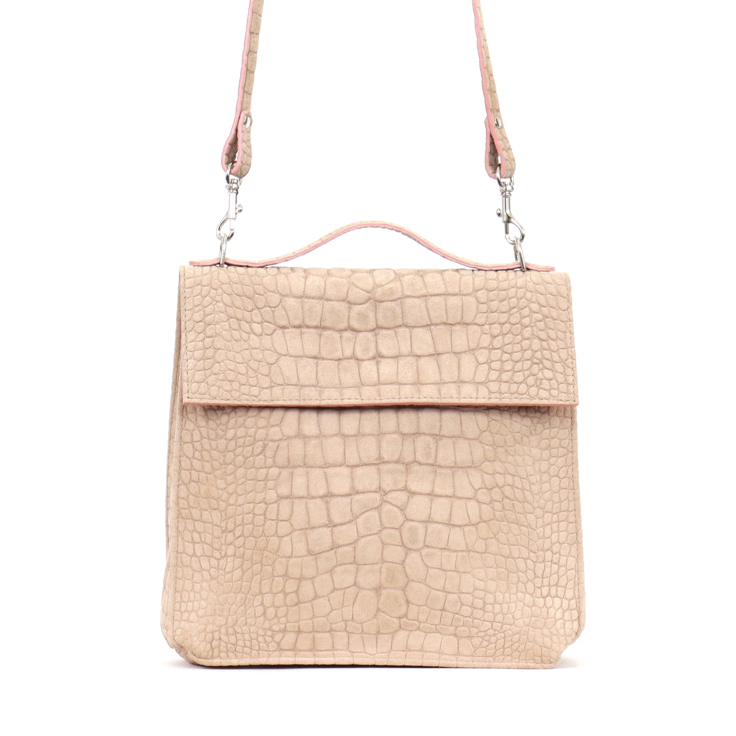 TOP HANDLE CROSSBODY BUFF SUEDED CROCO
