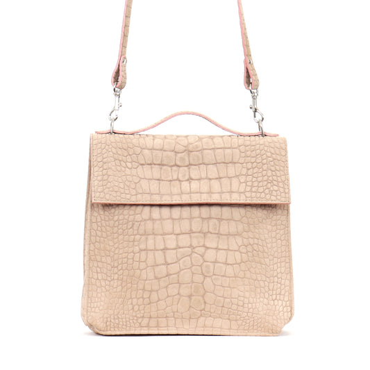 TOP HANDLE CROSSBODY BUFF SUEDED CROCO