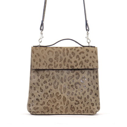 TOP HANDLE CROSSBODY MUSHROOM EMBOSSED LEOPARD