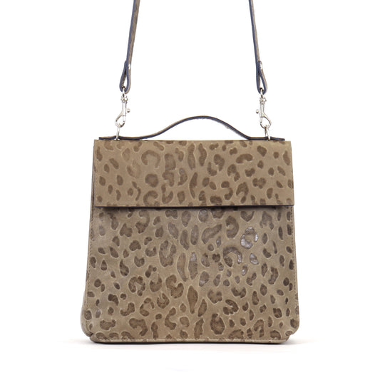 TOP HANDLE CROSSBODY MUSHROOM EMBOSSED LEOPARD