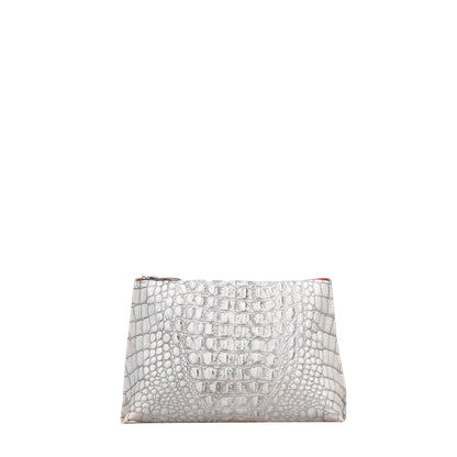 TRAVEL POUCH BONE EMBOSSED CROC