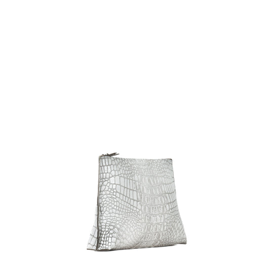 TRAVEL POUCH WHITE MIST EMBOSSED CROC