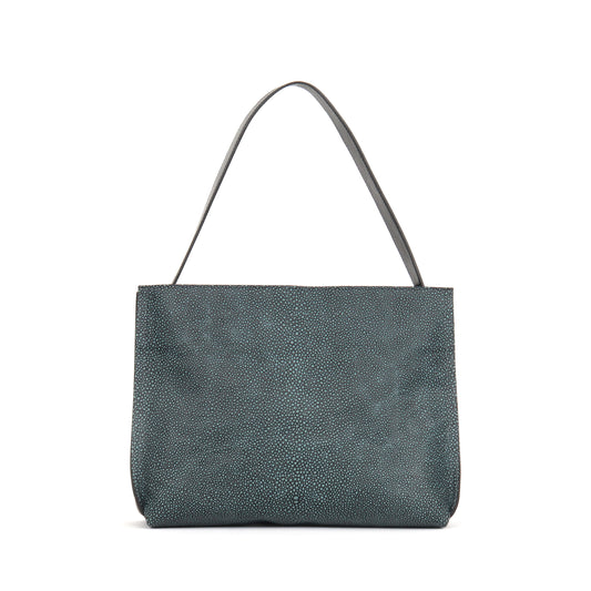 ZIP SHOULDER BAG DENIM SHAGREEN
