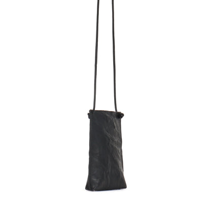 CELL POUCH BLACK RUMPLED SHEEPSKIN