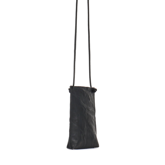 CELL POUCH BLACK RUMPLED SHEEPSKIN