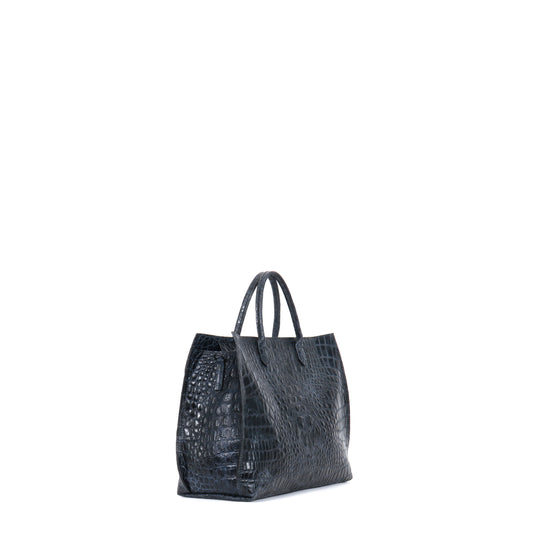 DAYBAG DARK NAVY EMBOSSED CROC