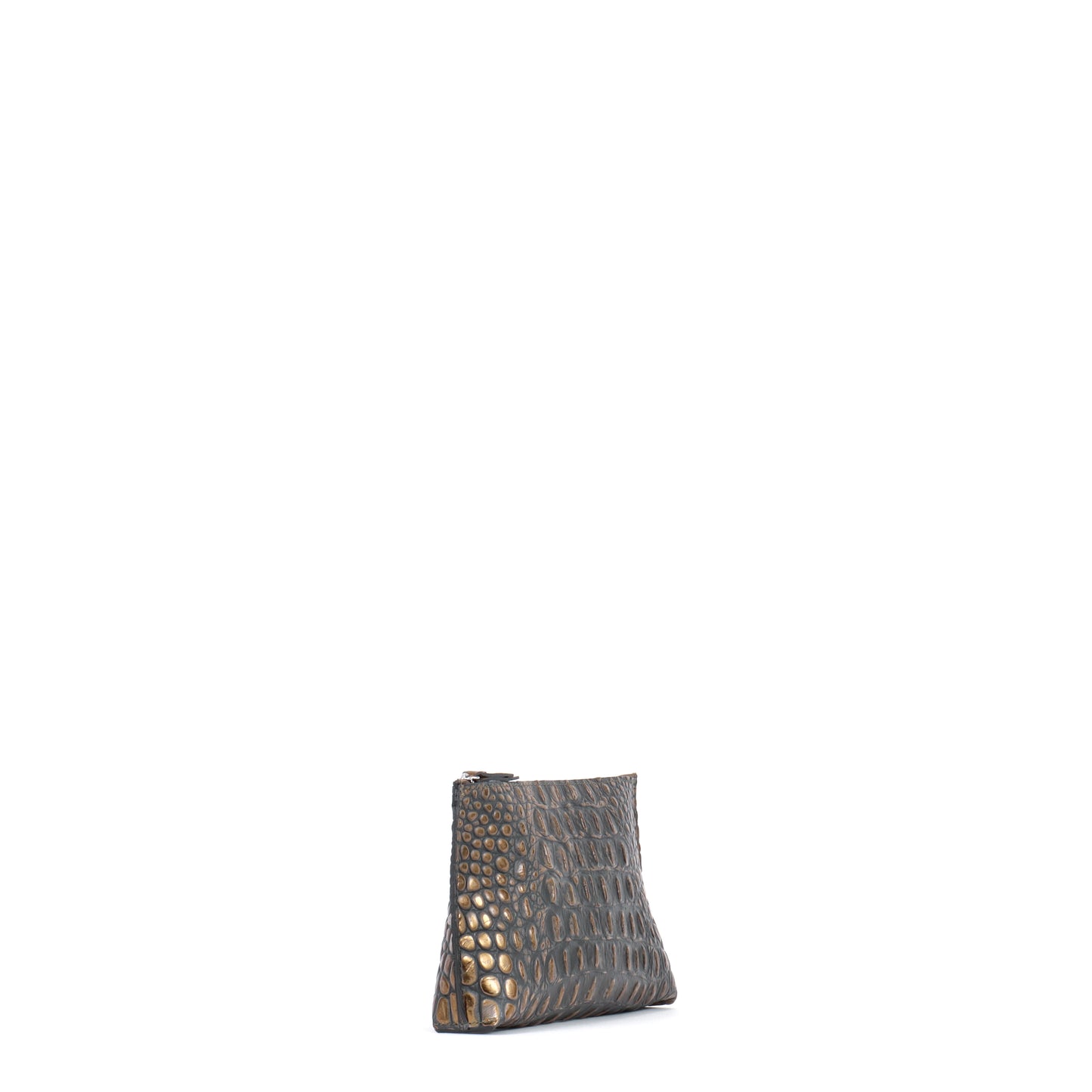 ESSENTIAL POUCH MOSSY BRONZE EMBOSSED CROC