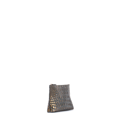ESSENTIAL POUCH MOSSY BRONZE EMBOSSED CROC