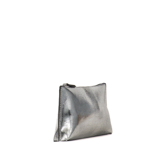 ESSENTIAL POUCH PLATINUM EMBOSSED LIZARD