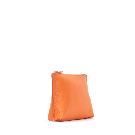 ESSENTIAL POUCH TANGERINE PEBBLED CALF