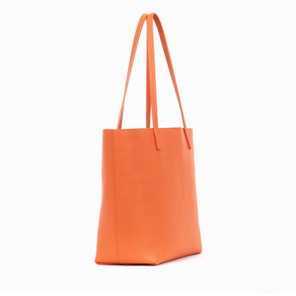 ESSENTIAL TOTE TANGERINE PEBBLED CALF
