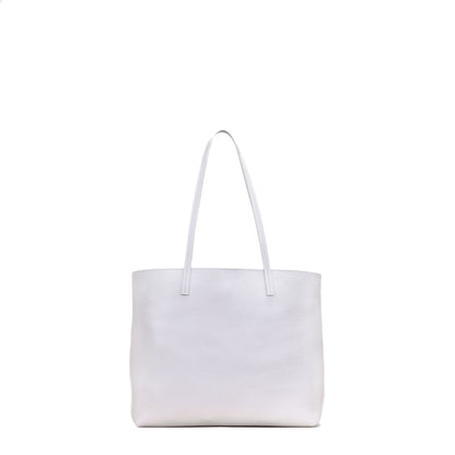 ESSENTIAL TOTE SNOWY WHITE PEBBLED CALF