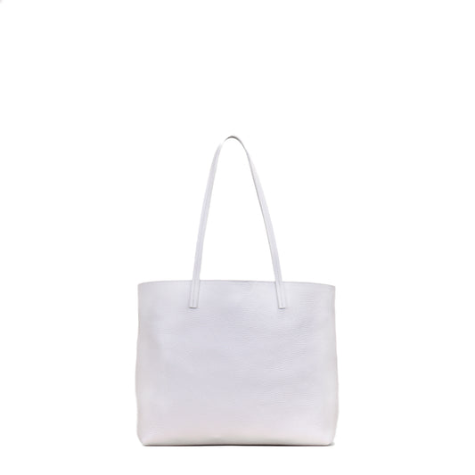 ESSENTIAL TOTE SNOWY WHITE PEBBLED CALF