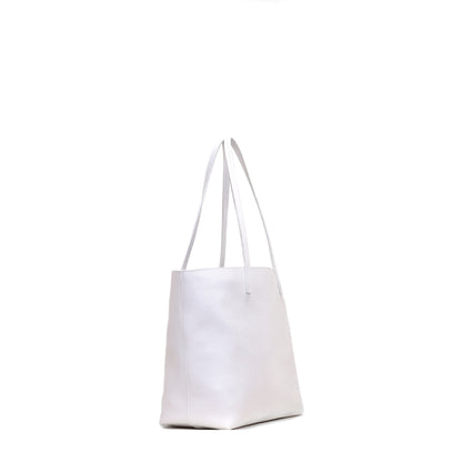 ESSENTIAL TOTE SNOWY WHITE PEBBLED CALF