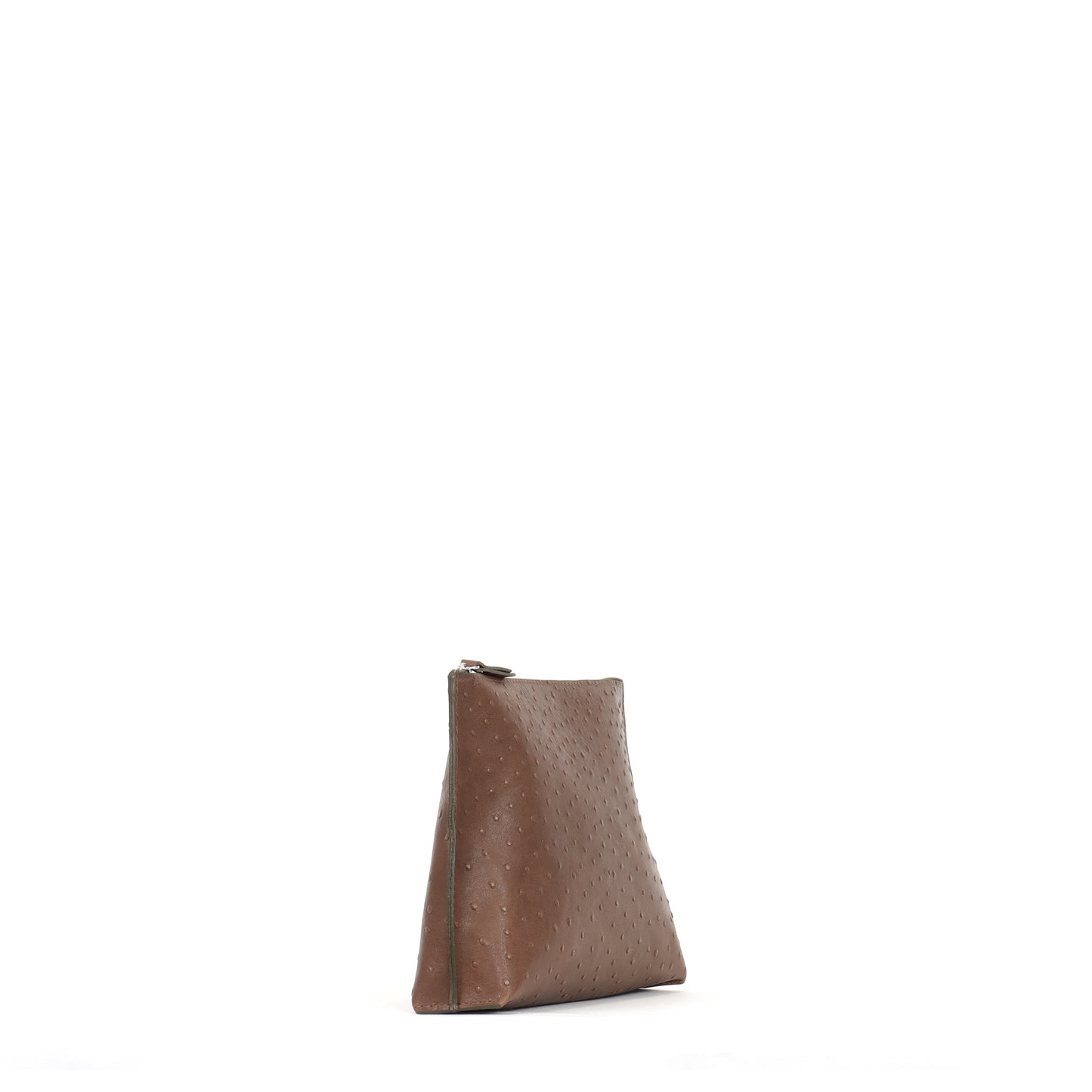 EVERYDAY POUCH BROWN EMBOSSED OSTRICH