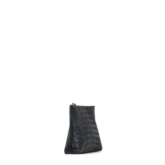 EVERYDAY POUCH MATTE BLACK EMBOSSED CROC