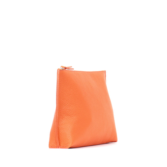 EVERYDAY POUCH TANGERINE PEBBLED CALF
