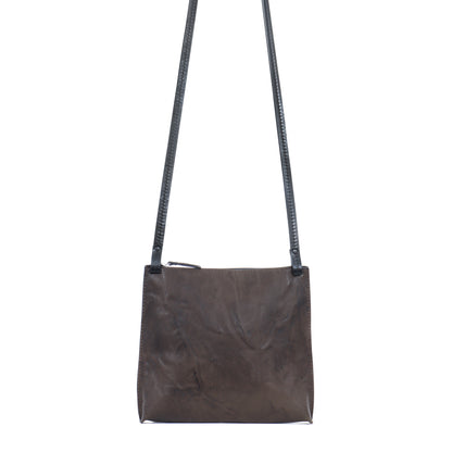 LARGE STRAPPY POUCH CAROB RUMPLED SHEEPSKIN