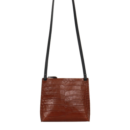 LARGE STRAPPY POUCH HICKORY EMBOSSED GATOR