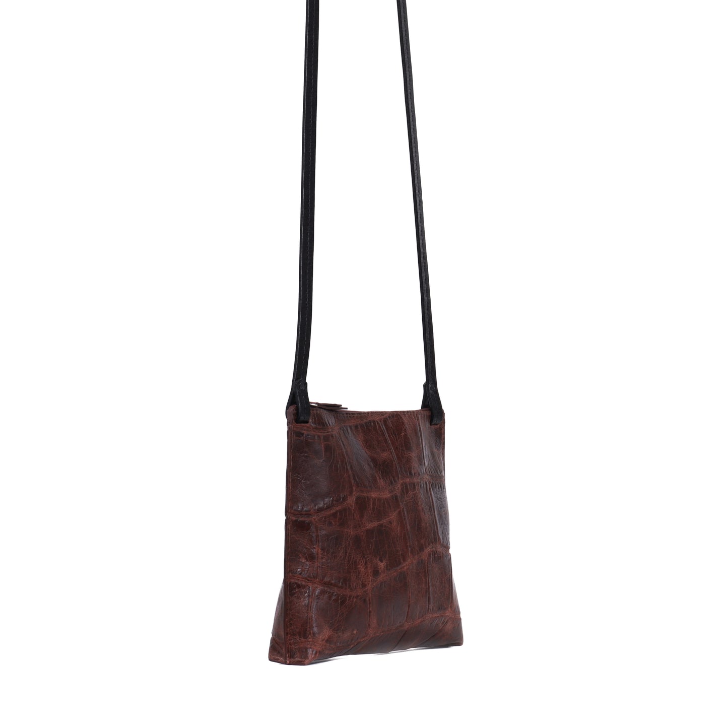 LARGE STRAPPY POUCH VINTAGE SANGRIA EMBOSSED JUMBO GATOR