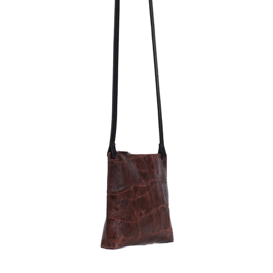 LARGE STRAPPY POUCH VINTAGE SANGRIA EMBOSSED JUMBO GATOR