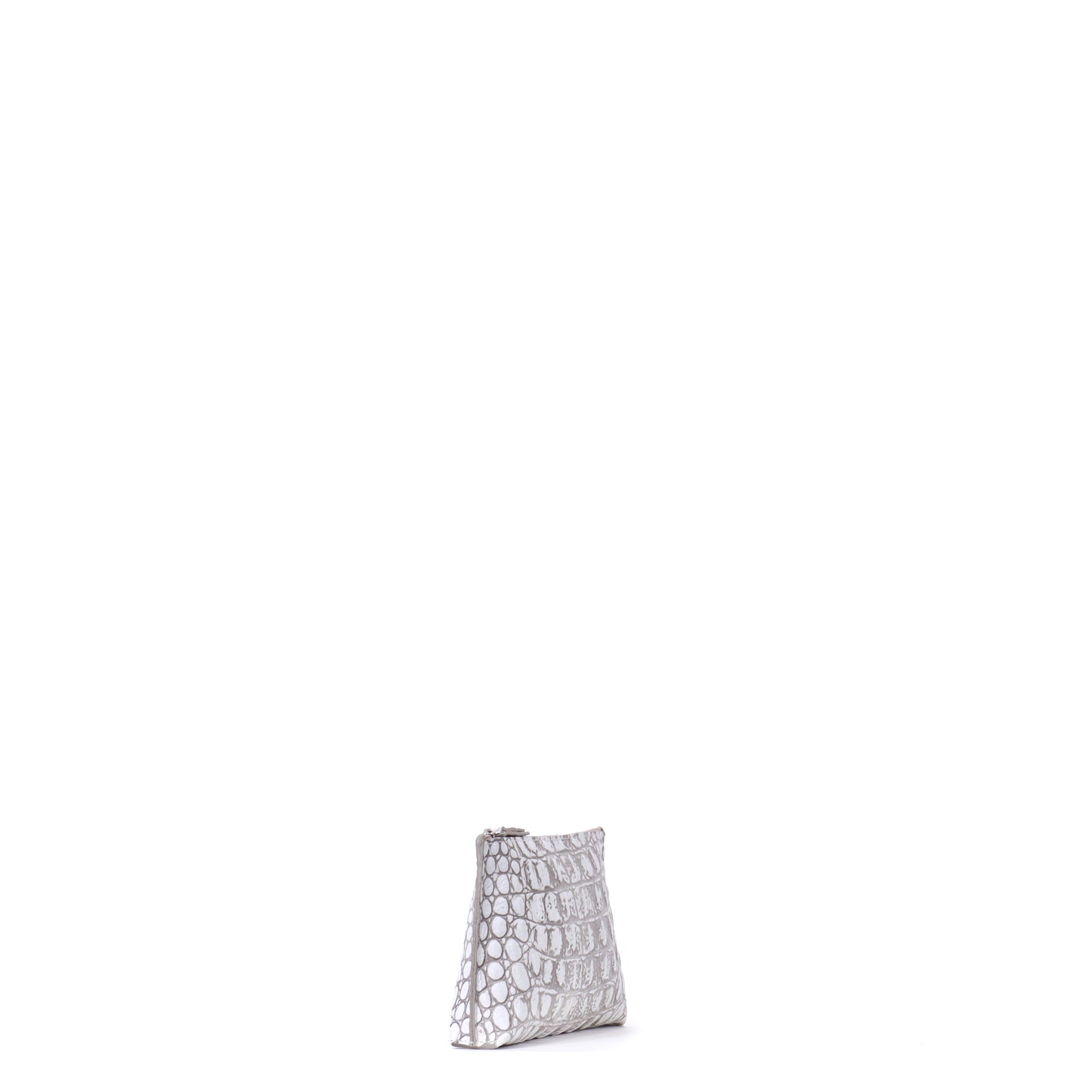 LIPSTICK POUCH WHITE MIST EMBOSSED CROC