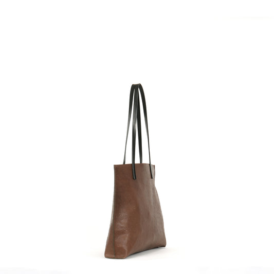 MEZZO SHOPPER BROWN EMBOSSED OSTRICH