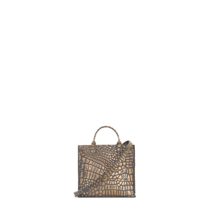 MICRO HARBOR TOTE MOSSY BRONZE EMBOSSED CROC