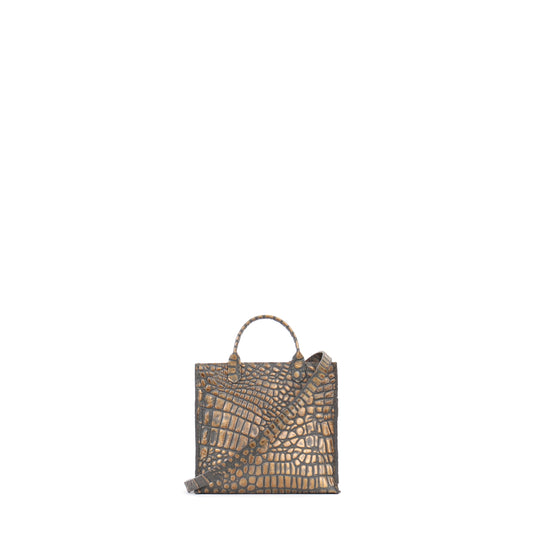 MICRO HARBOR TOTE MOSSY BRONZE EMBOSSED CROC
