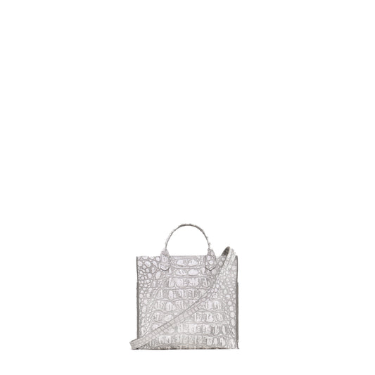 MICRO HARBOR TOTE WHITE MIST EMBOSSED CROC