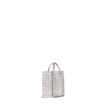 MICRO HARBOR TOTE WHITE MIST EMBOSSED CROC
