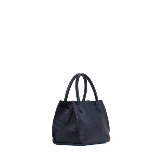 MINI DAY BAG BLACK PEBBLED CALF
