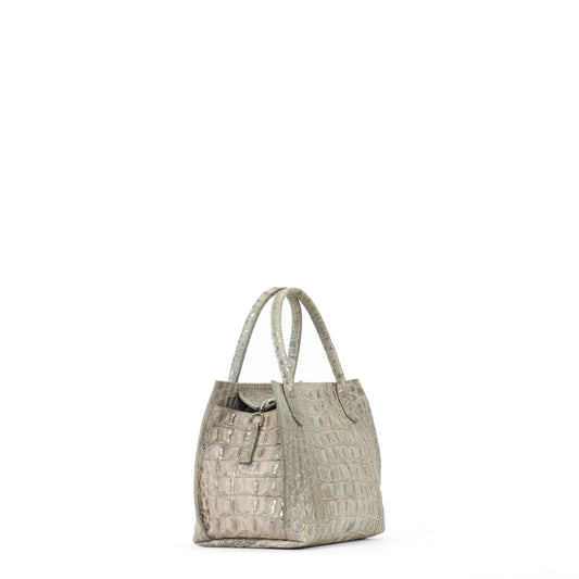 MINI DAY BAG PLATINUM STONE EMBOSSED CROC
