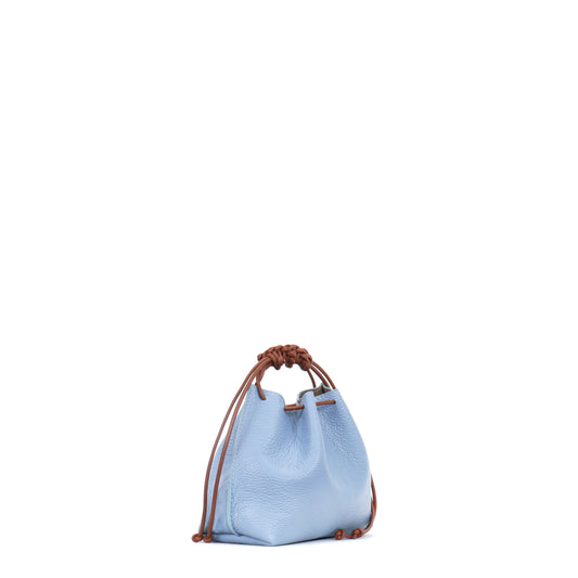 MINI DRAWSTRING BAG CORNFLOWER PEBBLED CALF