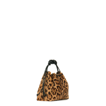 MINI DRAWSTRING BAG LEOPARD HAIR ON CALF